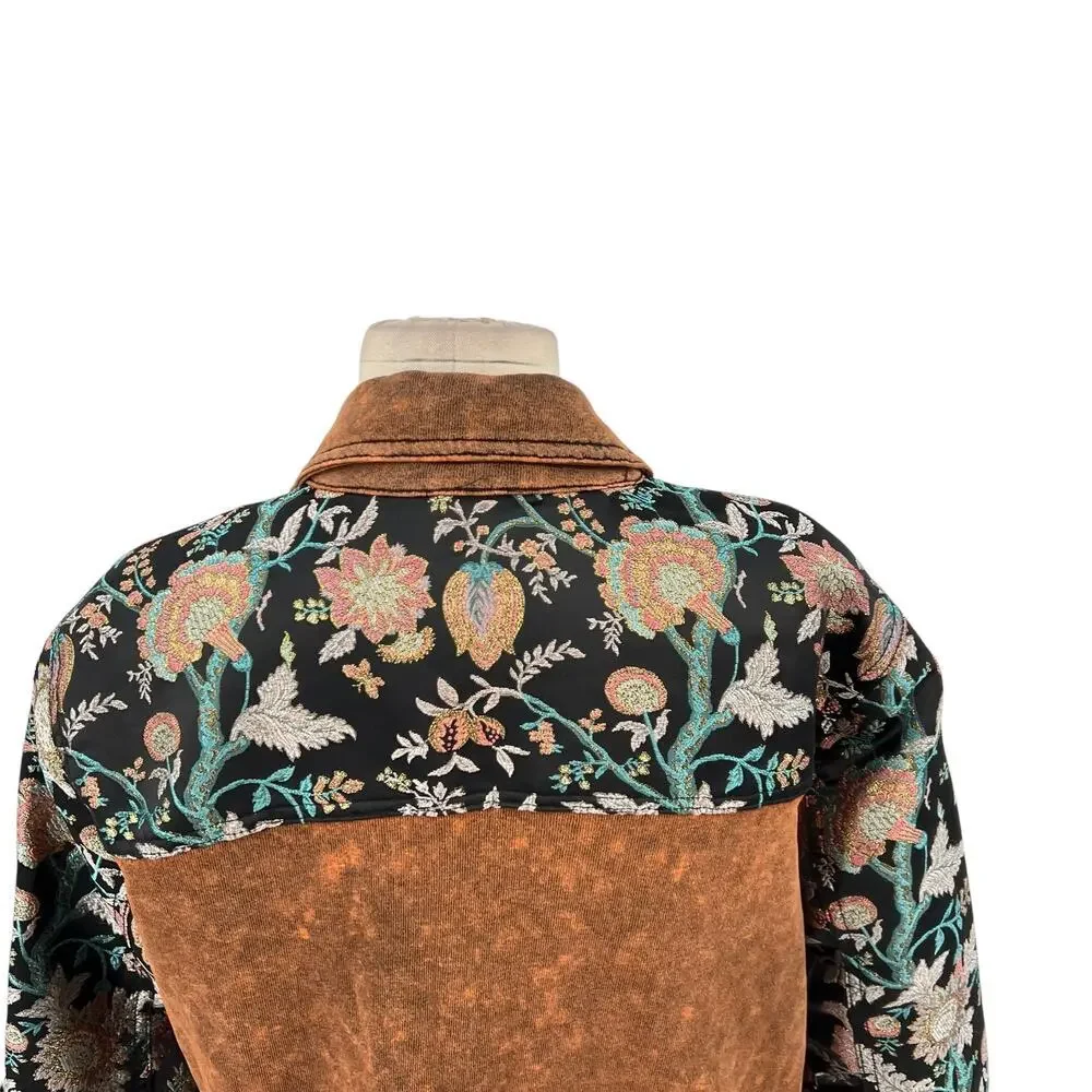 Aratta Silent Journey Coolness Floral Jacquard Sleeve Oversized Shacket Small - Picture 9 of 14
